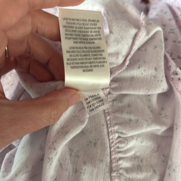 Eileen West Nightgown Pink Lavender Floral Lace Short Sleeve Sleep Dress Small - Picture 9 of 9